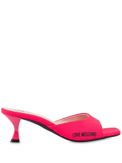 Love Moschino Leather Mules In Pink