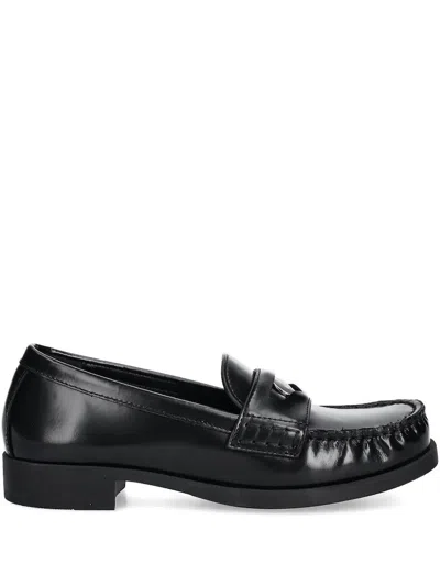 Love Moschino Leather Penny Loafers In Black