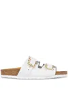 Love Moschino Calf Sandals With Double Heart Buckle Strap In White