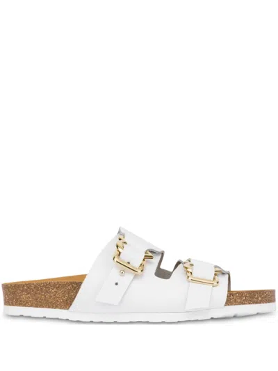 Love Moschino Leather Sandals In White