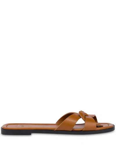 Love Moschino Leather Slides In ブラウン