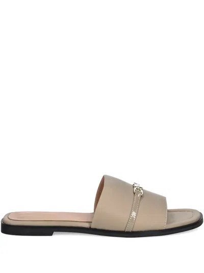 Love Moschino Leather Slides In Neutrals