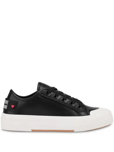 Love Moschino Leather Trainers In Black