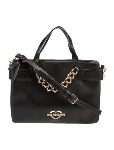 Pre-owned Love Moschino Leather Top Handle Bag In Black
