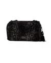 Love Moschino Leopard Print Shoulder Bag In Black And Brown Fur In Black