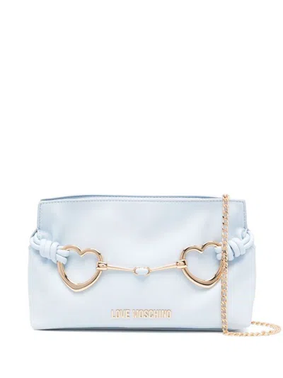 Love Moschino Light Blue Faux Leather Shoulder Bag With Chain Strap