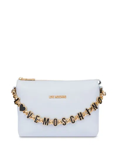 Love Moschino Light Blue Shoulder Bag With Gold Chain And Black Logo