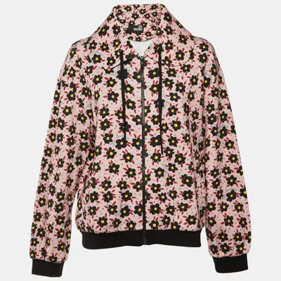 Love Moschino Light Pink Floral Printed Cotton Knit Jacket