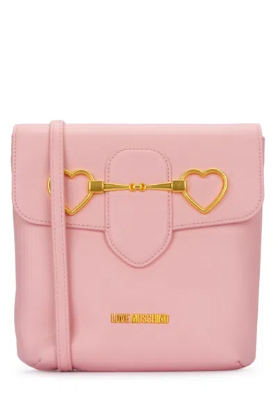 LOVE MOSCHINO LIGHT PINK HEART-PLAQUE CROSSBODY BAG