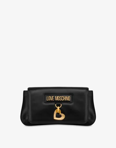 Love Moschino Limited Edition Calfskin Clutch In Black