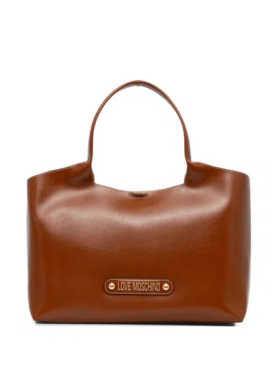 Love Moschino Logo-applique Tote Bag In Brown