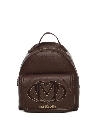 Love Moschino Logo Backpack In Brown