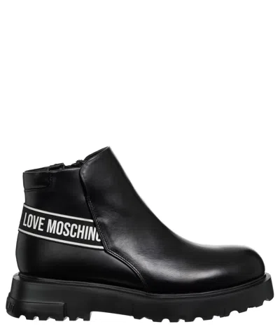 Love Moschino Logo Band Ankle Boots In Black