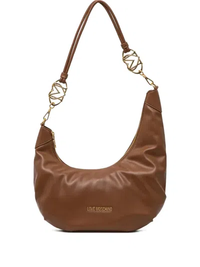 Love Moschino Logo-buckle Shoulder Bag In Brown