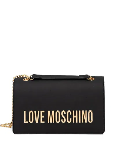 Love Moschino Big Love Chain Nero Shoulder Bag In Black