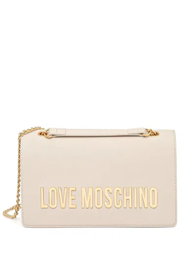 Love Moschino Logo Chain Shoulder Bag In Neutral