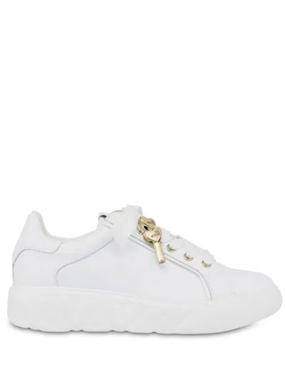 Love Moschino Logo-charm Lace-up Sneakers In White
