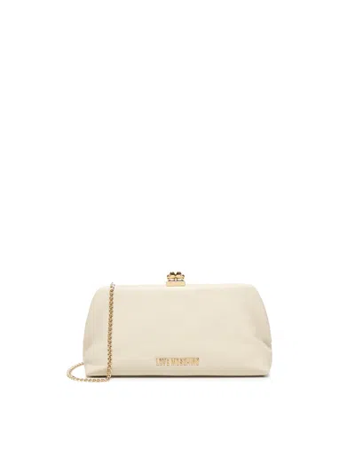 Love Moschino Logo Clutch Bag In White