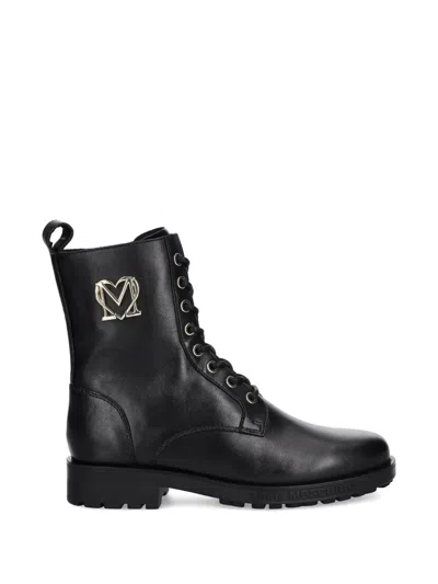 Love Moschino Logo-detail Lace-up Combat Boots In Black
