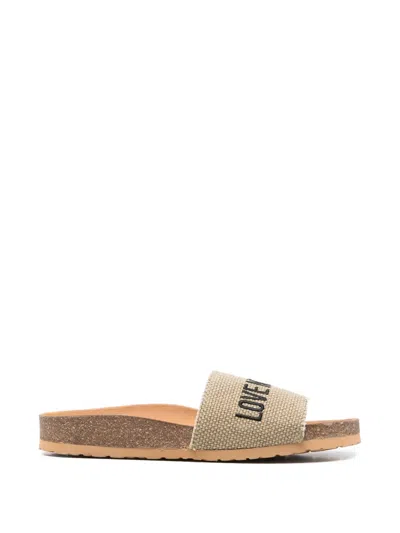 Love Moschino Logo Detail Sandals In Neutral