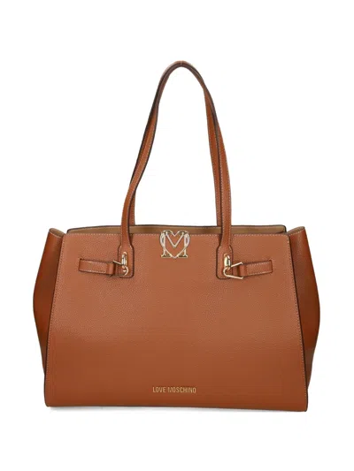 Love Moschino Logo-detail Tote Bag In Brown