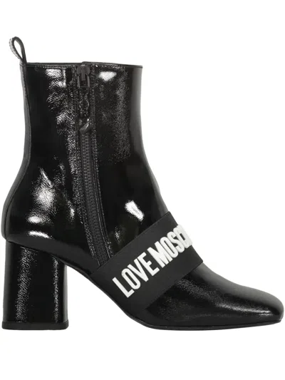 Love Moschino Logo-embellished Ankle Boots In Black