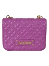 LOVE MOSCHINO LOGO EMBOSSED QUILTED CHAIN SHOULDER BAG