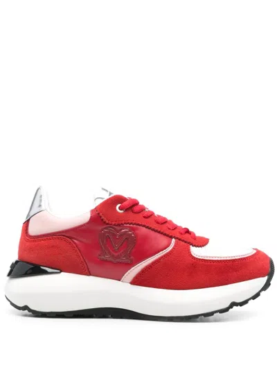 Love Moschino Logo-embossed Sneakers In 红色
