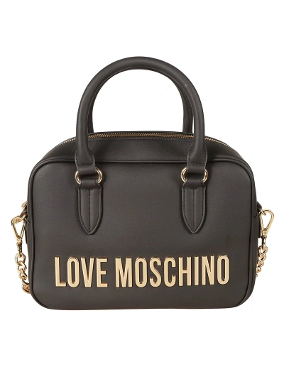 Love Moschino Logo Embossed Top Handle Handbag In Black