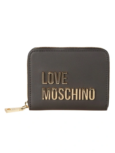 Love Moschino Logo Embossed Zip-around Wallet In Black