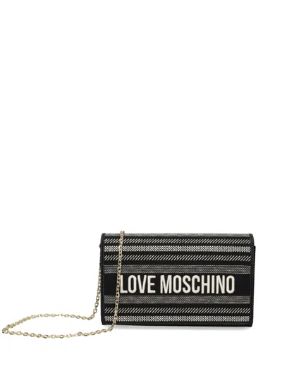 Love Moschino Logo-embroidered Crossbody Bag In Black