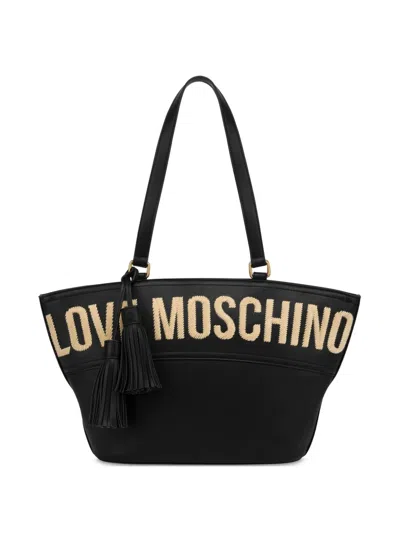 Love Moschino Logo-embroidered Shoulder Bag In Black