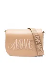 Love Moschino Logo-embroidered Studded Crossbody Bag In Neutral