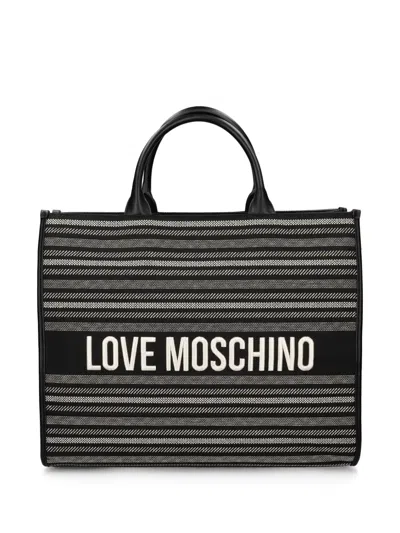 Love Moschino Logo-embroidered Tote Bag In Black