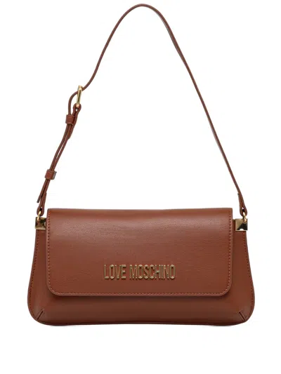Love Moschino Logo Flap Shoulder Bag In Brown