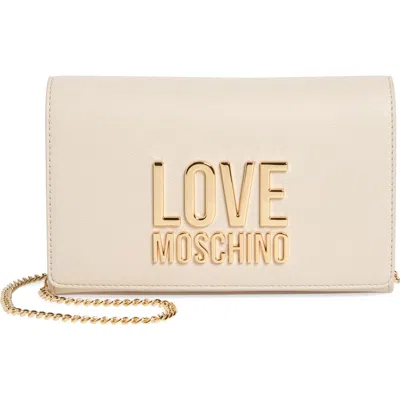 Love Moschino Logo Flap Shoulder Bag In Ivory