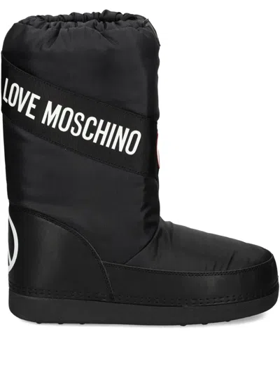 Love Moschino Logo Heart Snow Boots In Black