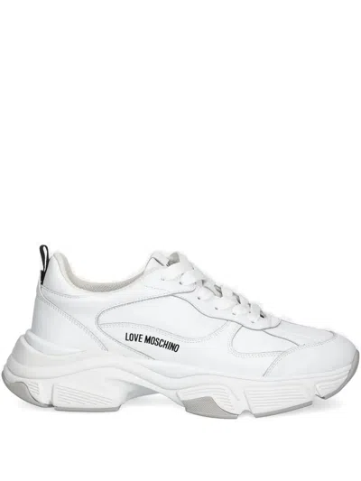 Love Moschino Logo Lace-up Sneakers In White