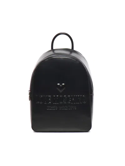 Love Moschino Logo Lettering Backpack In Black