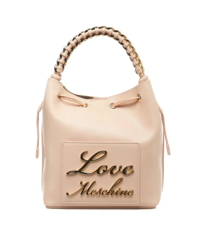 Love Moschino Logo Lettering Bucket Bag In Pink