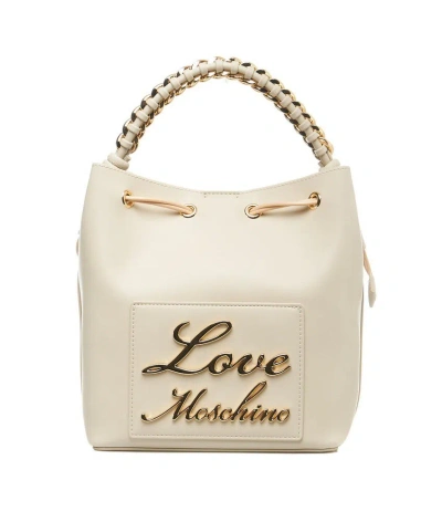 Love Moschino Logo Lettering Bucket Bag In White