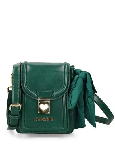 Love Moschino Logo Lettering Crossbody Bag In Green