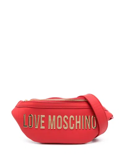 Love Moschino Logo-lettering Faux-leather Belt Bag In Red
