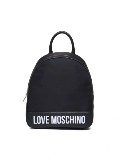 Love Moschino Logo Lettering Printed City Lovers Backpack In Black
