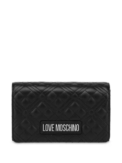 Love Moschino Logo-lettering Quilted Cross Body Bag In Bke