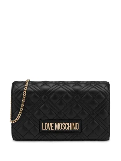Love Moschino Logo-lettering Quilted Cross Body Bag In Schwarz