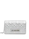 Love Moschino Logo-lettering Quilted Cross Body Bag In Silver