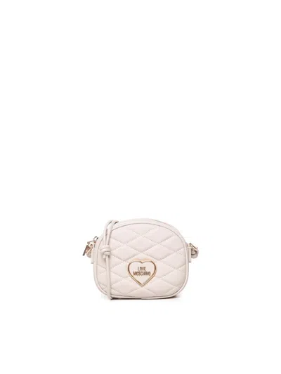 Love Moschino Logo Lettering Quilted Shoulder Bag In White