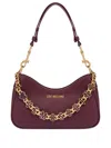 Love Moschino Chain Logo Vino Leather Shoulder Bag