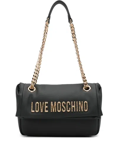 Love Moschino Logo-lettering Strap Shoulder Bag In Black